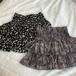 2 Pack floral mini skirts